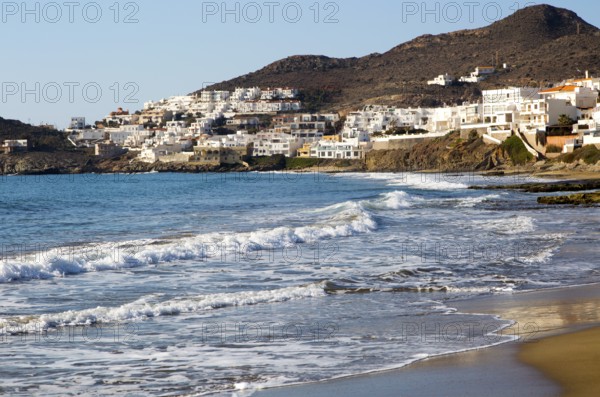 Beach and waves at San José, Cabo de Gata natural park, Almeria, Spain, Europe