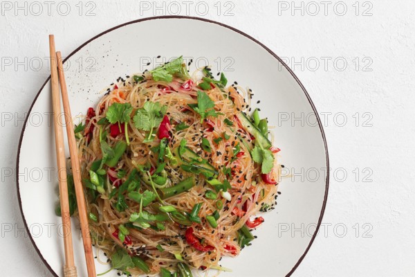 Funchosa, Korean salad, with vegetables, homemade, no people