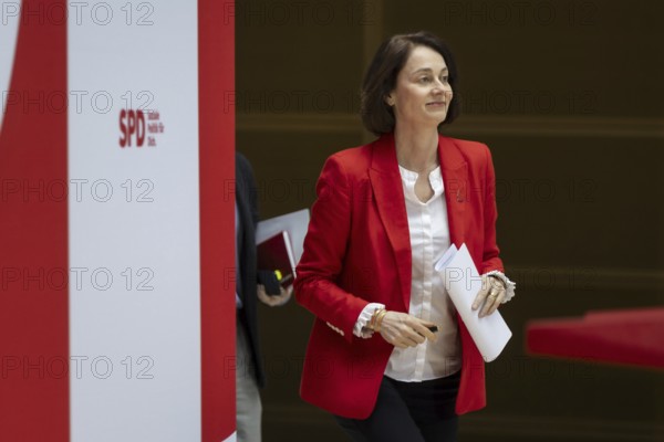 Katarina Barley, SPD lead candidate for the European elections, at a press conference in Berlin, 12