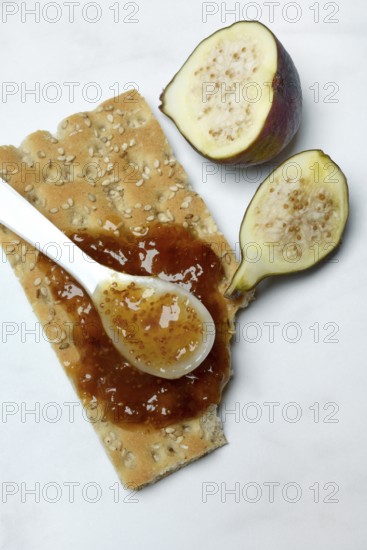 Fig jam on crispbread, Ficus carica