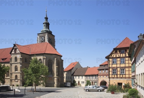 Königsberg, market square and St Mary's Church, Hassberge district, Lower Franconia, Bavaria,