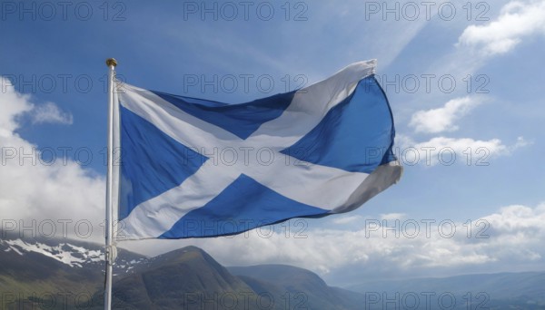 The flag of Scotland flutters in the wind