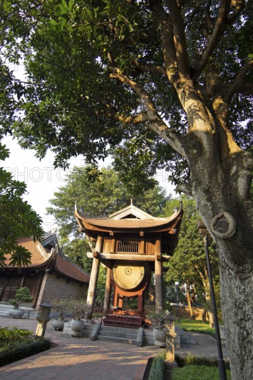 Drum tower in the Temple of Literature in the old town of Hanoi, Vietnam, Asia