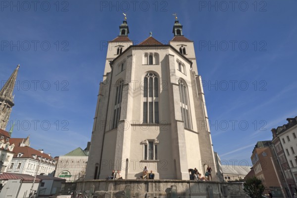 Evangelical-Lutheran Neupfarrkirche, start of construction 1519, left tower of the cathedral,