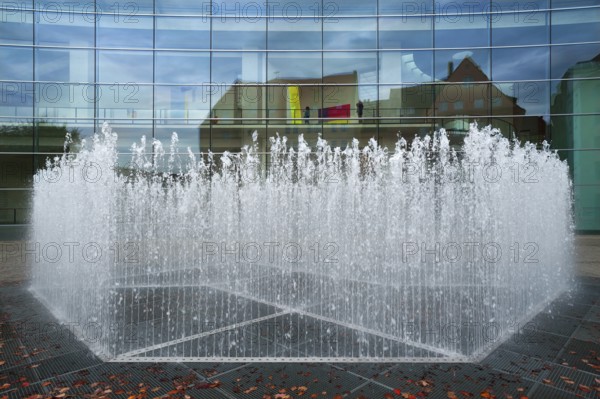 The Hexagonal Water Pavilion by Jeppe Hein, 2007, in front of the Neues Museum, Nuremberg, Middle