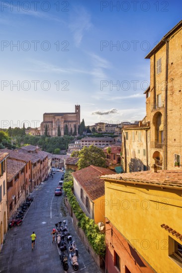 Old town in front of Basilica di San Domenico, Siena, Tuscany, Italy, Europe