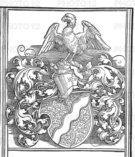 The coat of arms of the city council of Nuremberg around 1509, Bavaria, Germany, Historical,