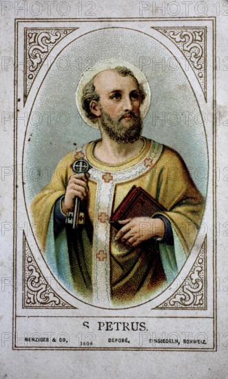 Small picture of a saint with a depiction of St Peter, 1900, Switzerland, Historical, digital