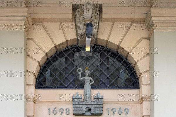 City Hall entrance, Alter Markt, Magdeburg, Saxony Anhalt, Germany, Europe