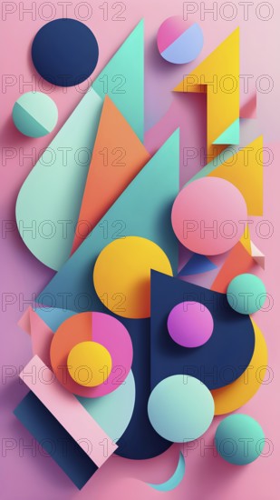 Abstract minimalist illustration theme in vibrant neon color accents symbolizing fun and ease, AI