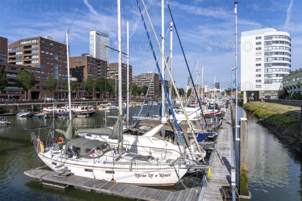 Rotterdam Marina, sports boat harbour, sailing boats, motor yachts, in the inland harbour,