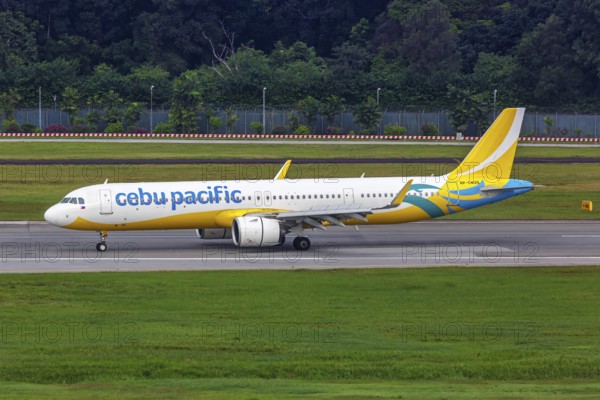 A Cebu Pacific Airbus A321neo aircraft with registration RP-C4125 at Changi Airport, Singapore,