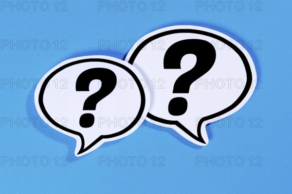 Question mark as a symbol for question Questions Help Problem Information Support in speech bubbles