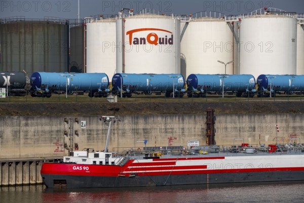 Duisport, Ruhrort harbour, oil island, TanQuid tank farm, for mineral oil products, chemical