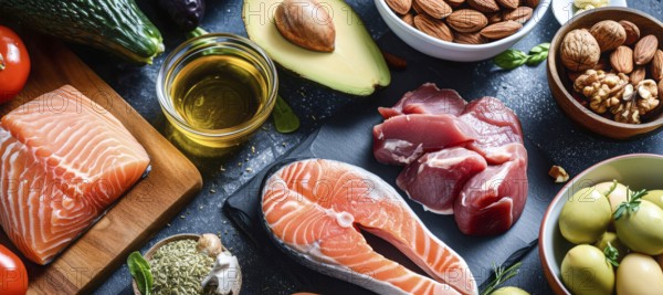Concept of keto diet for weight loss dieting and improving health, AI generated