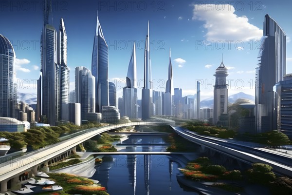 KI generated architectural structure melding computer aided design illustrations with genuine