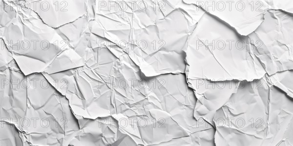 Banner with white torn and crumbled paper. KI generiert, generiert, AI generated