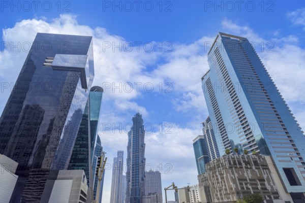 UAE, Dubai downtown financial skyline and business shopping center near Dubai Mall