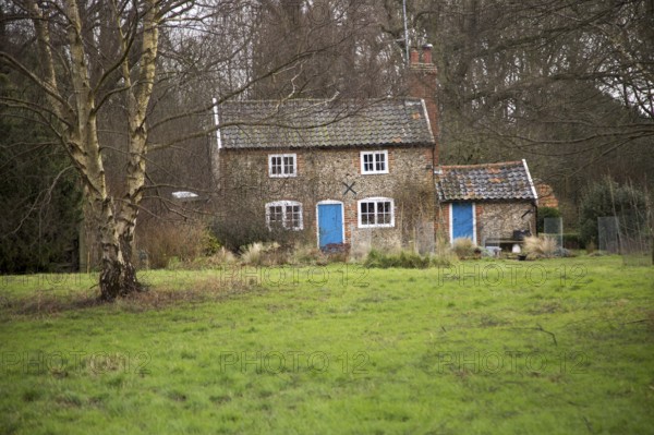 Rural cottage in the woods Shottisham, Suffolk, England, UK