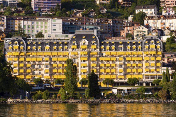 Montreux on Lake Geneva, travel, holiday, hotel, Grand Hotel, Alps, summer, canton, city,