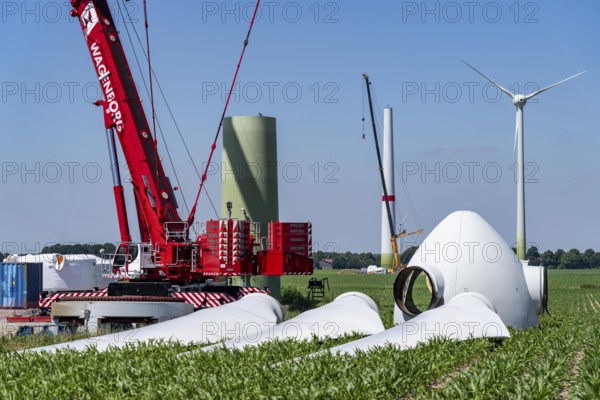 Repowering of a wind farm near Issum, 9 older wind turbines from the manufacturer Enercon (model