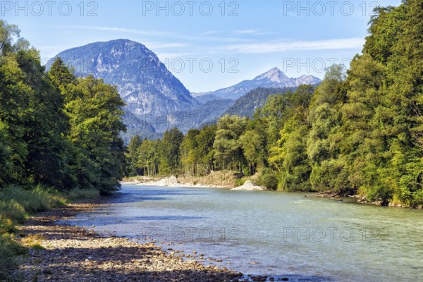 River landscape, Saalach, Piding, Germany, Europe
