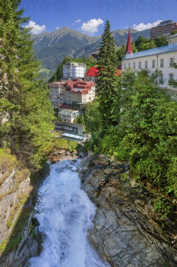 Waterfall of the Gasteiner Ache in the centre, Bad Gastein, Gastein Valley, Hohe Tauern, Pongau,