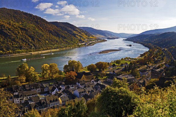 View of Bacharach on the Rhine in autumn, UNESCO World Heritage Upper Middle Rhine Valley,