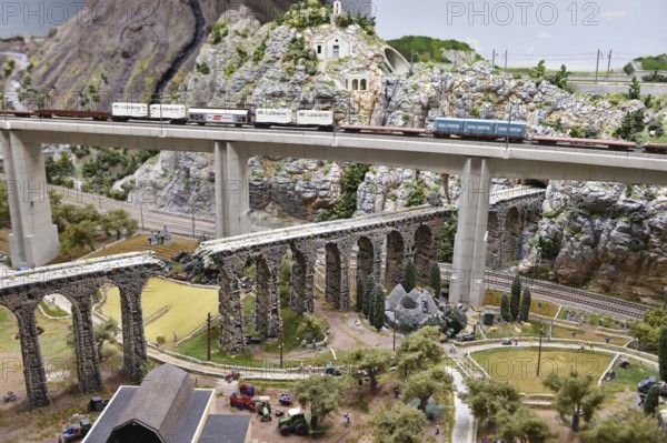 Bridges in the model railway layout at Miniatur Wunderland Hamburg, Germany, Europe
