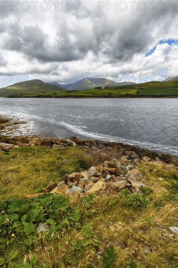 Killary Harbour, fjord, rain clouds, Connemara National Park, Galway, Wild Atlantic Way, Ireland,