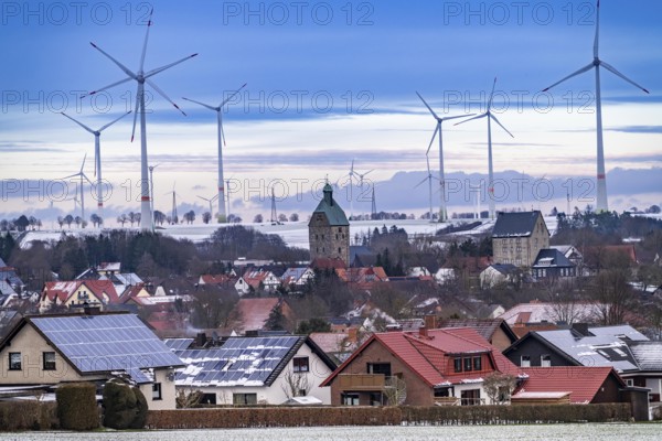 The town of Lichtenau, self-proclaimed energy town, wind farm, over 190 wind turbines and over 1200