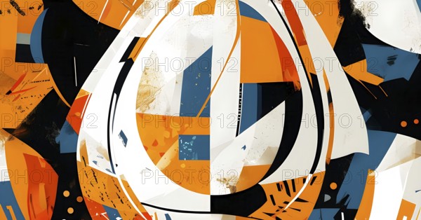 Illustration of an abstract Easter egg design with geometric patterns, bold colors, and a mix of
