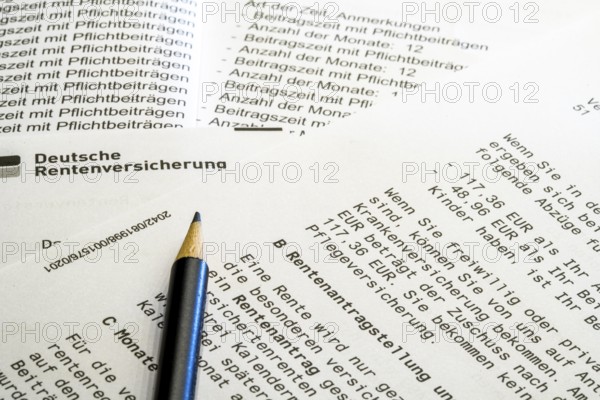Symbolic image pension, pension information, assessment notice on contributions made to the