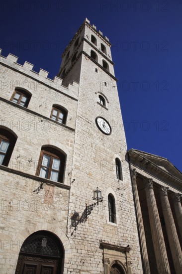 Santa Maria sopra Minerva and Temple of Minerva, Assisi, Umbria, Italy, Europe