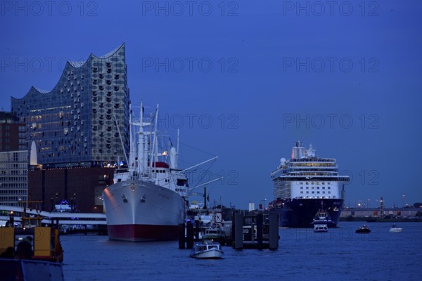 Hamburg, HafenCity, Elbe Philharmonic Hall concert hall, Mein Schiff 6. cruise ship
