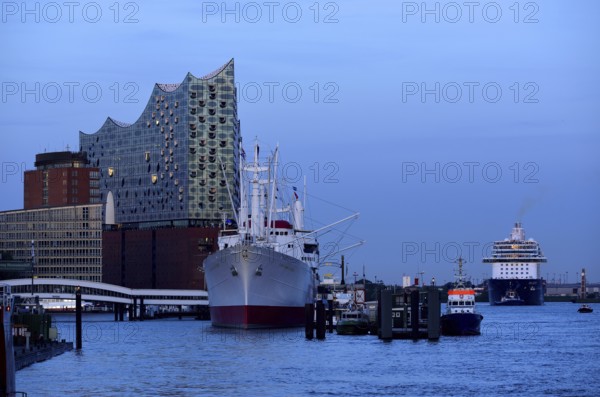 Hamburg, HafenCity, Elbe Philharmonic Hall concert hall, Mein Schiff 6. cruise ship