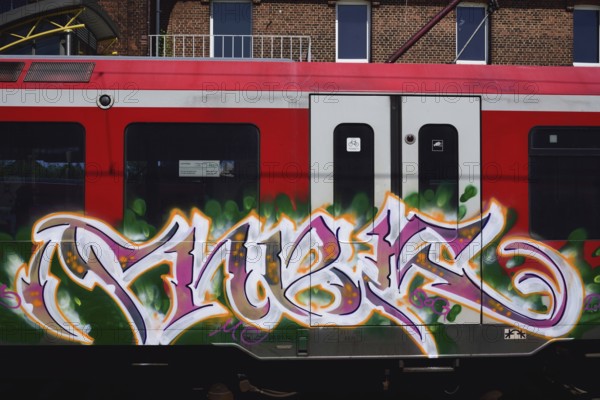 Europe, Germany, Hamburg, graffiti, S3 line, lettering on carriages, Europe