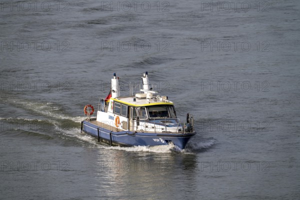 North Rhine-Westphalia Water Police boat, on the Rhine near Duisburg-Ruhrort harbour, WSP8, patrol
