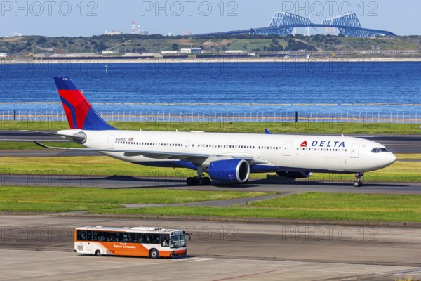 A Delta Air Lines Airbus A330-900 aircraft with the registration number N409DX at Tokyo Haneda
