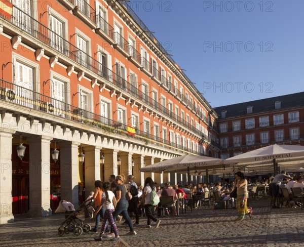Plaza Mayor, Madrid, Spain designed 1619 Juan Gomez de Mora central square tourist attraction in