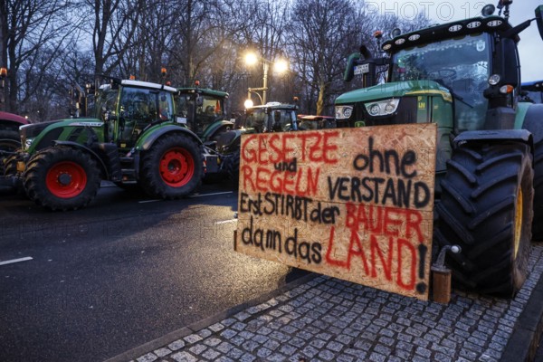 Thousands of farmers demonstrate with their tractors against the planned cancellation of the