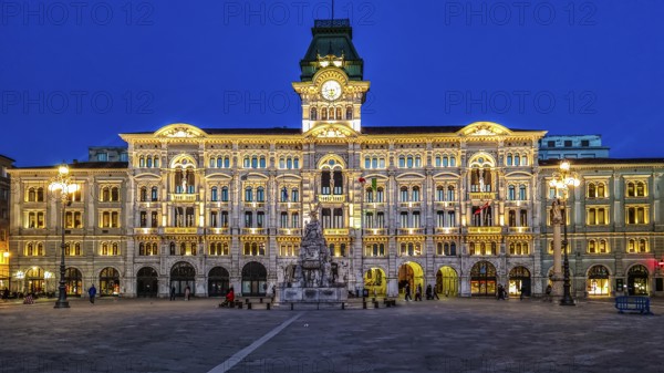 Palazzo del Municipio, town hall in eclectic style, Piazza Unità d'Italia in the heart of the city,