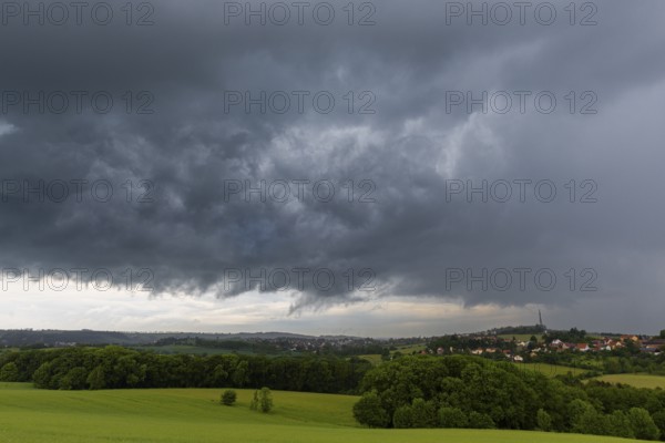 Heavy rain showers and thunderstorms over Possendorf in the Eastern Ore Mountains, Possendorf,