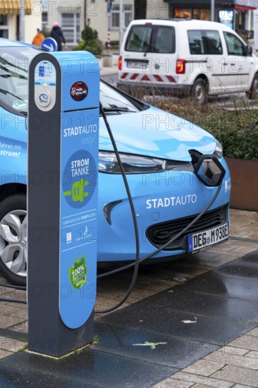Electric filling station, charging station for electric cars, city car sharing in Monheim, Germany,