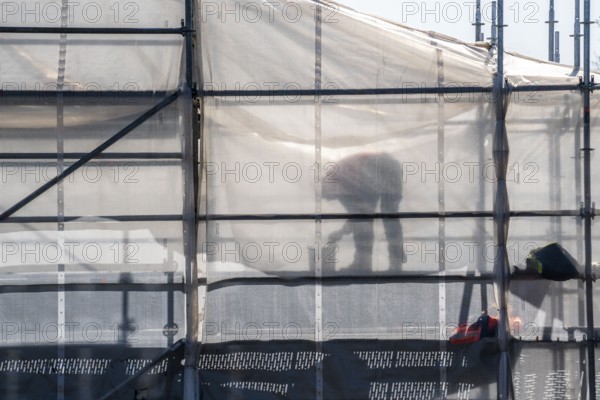 Construction site, scaffolding, work on scaffolding, bridge piers Germany