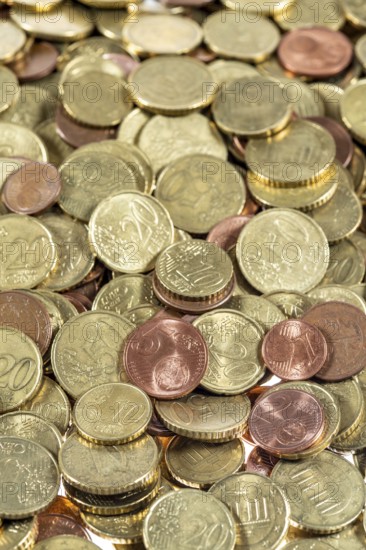 Coins, euro coins, cent coins, one cent, two cent, five cent, ten cent, twenty cent, fifty cent,