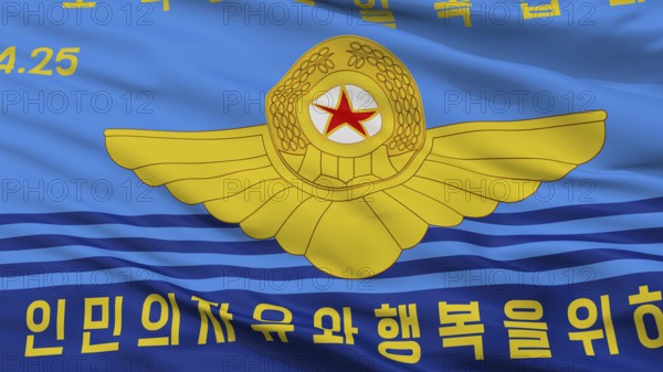 North Korean Peoples Army Air Force Flag, Closeup View