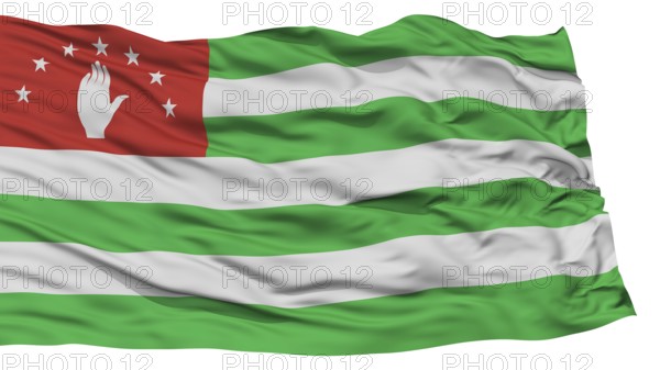 Isolated Abkhazia Flag, Waving on White Background, High Resolution