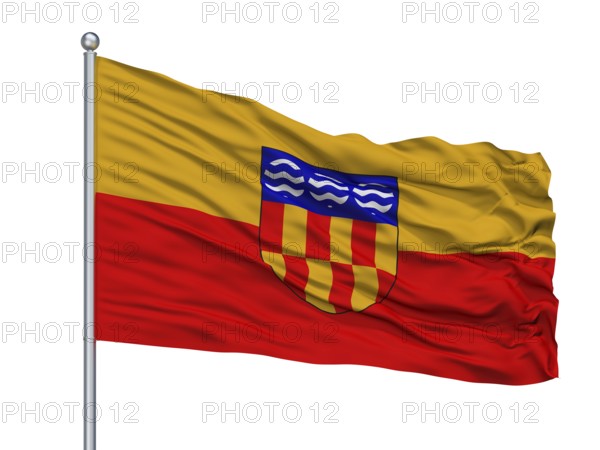 Langford City Flag On Flagpole, Country Canada, British Columbia Province, Isolated On White