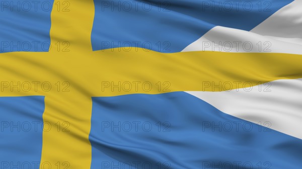 Naval Ensign Of Sweden Flag, Closeup View